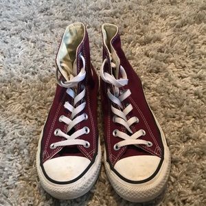 gently worn burgundy high tops